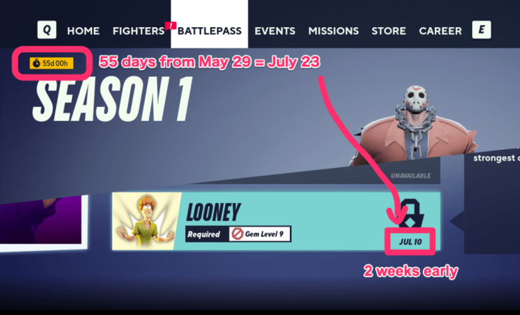 Multiversus End of Season 1 Battle Pass Looney Unlock