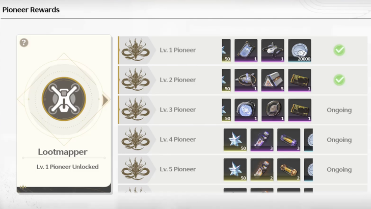 Wuthering Waves - Lootmapper as First Reward in Pioneer Association Levels