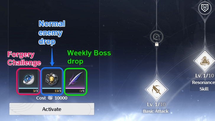 Wuthering Waves - Forte upgrade material types