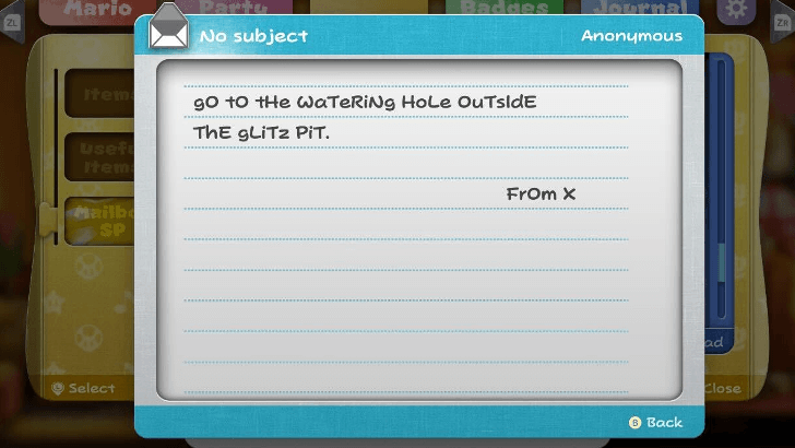 Paper Mario Thousand Year Door - Watering Hole Email