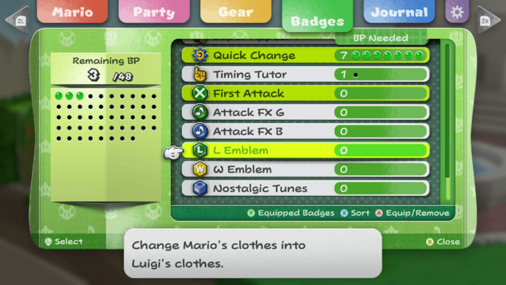 Paper Mario TTYD Switch Remake - Equip the L Emblem Badge.png