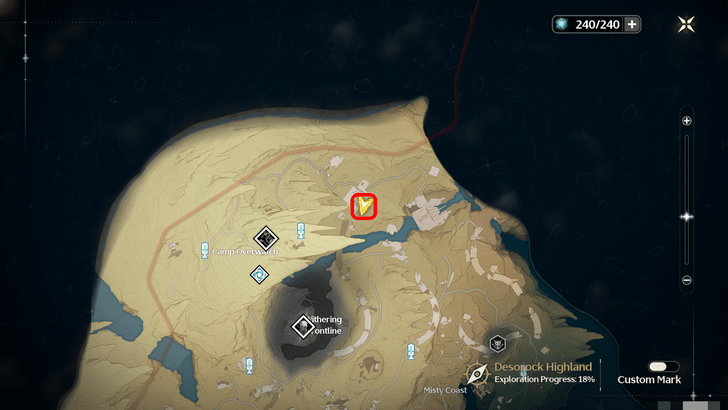 Wuthering Waves - Desorock Highland Torn Page Locations - Vanguard Base North of Withering Frontline Map Location