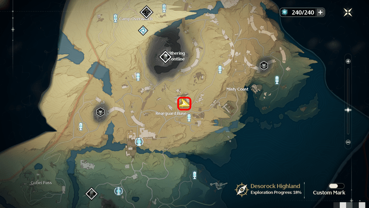 Wuthering Waves - Desorock Highland Torn Page Locations - In Rearguard Base Map Location