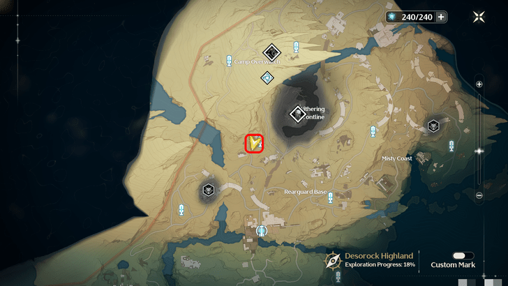 Wuthering Waves - Desorock Highland Torn Page Locations - Southwest of Withering Frontline Map Location