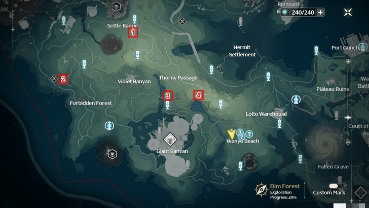 Wuthering Waves - Tales of the Past and Present Dim Forest - Dim Forest Data Chip Map