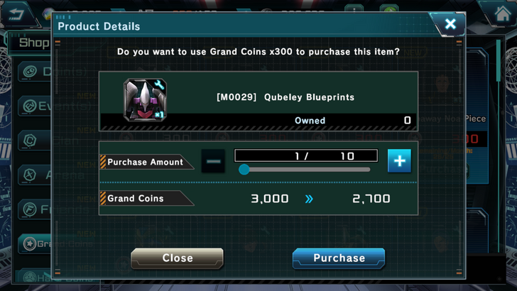 Buy Mobile Suit Blueprints with Grand Coins - Gundam UC Engage