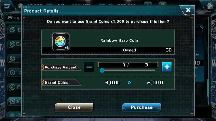 Buy Haro Coins with Grand Coins - Gundam UC Engage