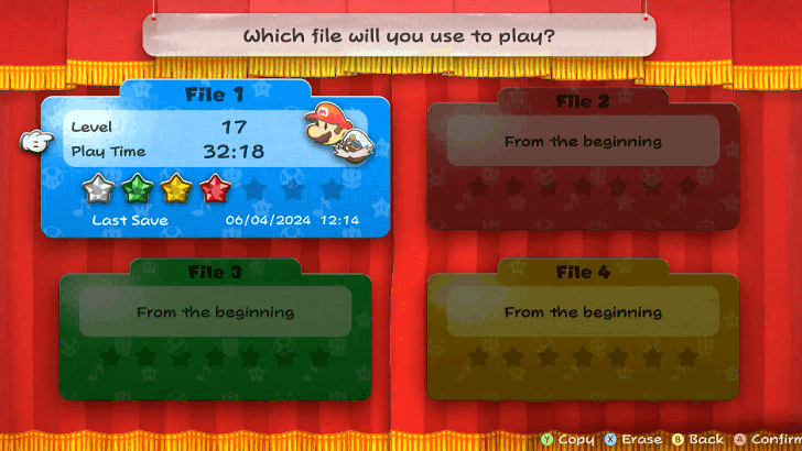 Paper Mario TTYD Switch Remake - Save File Menu
