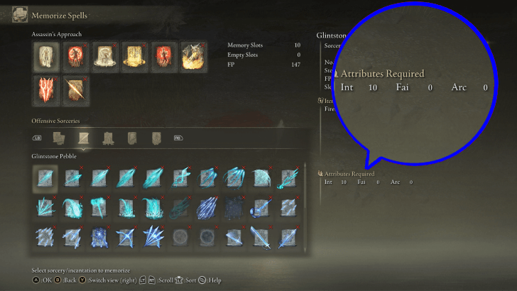 Elden Ring - Stats Requirement for Sorceries