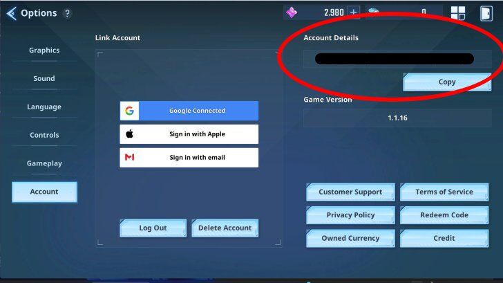 Solo Leveling Arise Account Settings Account Details