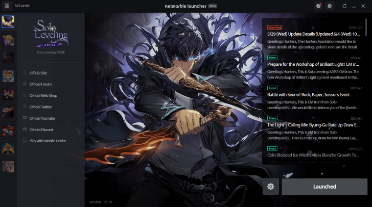 Solo Leveling Arise Netmarble Launcher