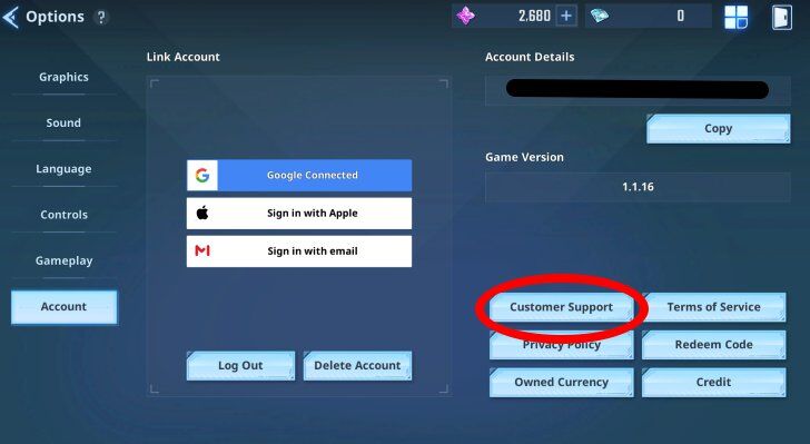 Solo Leveling Arise Customer Support Button