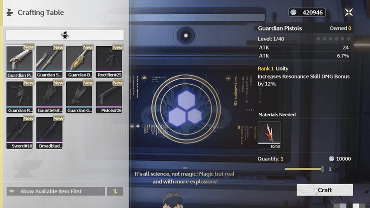 Wuthering Waves - A Taste of Everything - Craft a Weapon