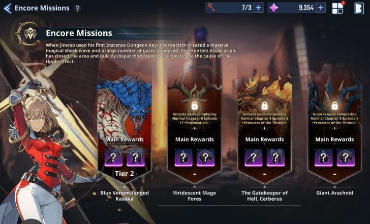 Solo Leveling Arise Encore Mission menu