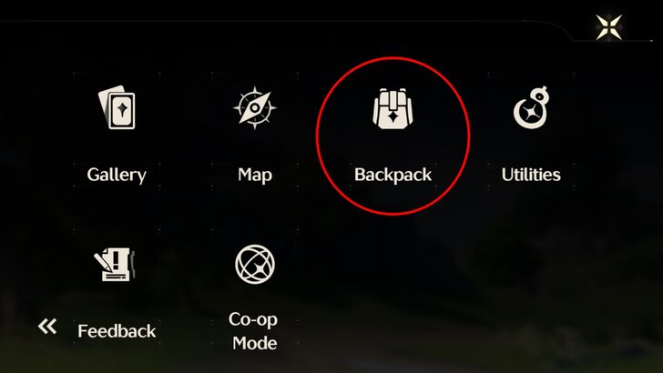 Wuthering Waves - Main Menu Backpack Location