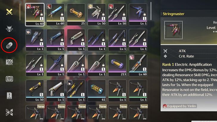 Wuthering Waves - Backpack Supplies Tab