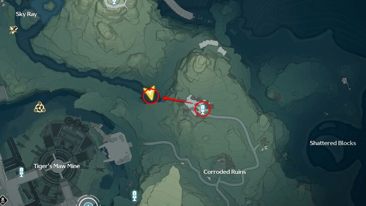 Wuthering Waves - Entrance to Corroded Ruins Map