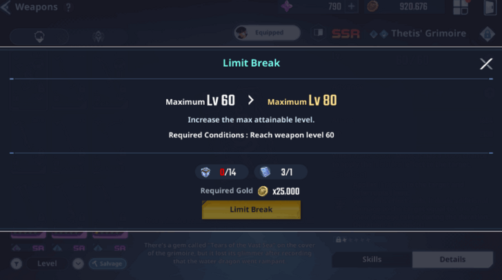 Weapon Limit Break - List of All Weapons