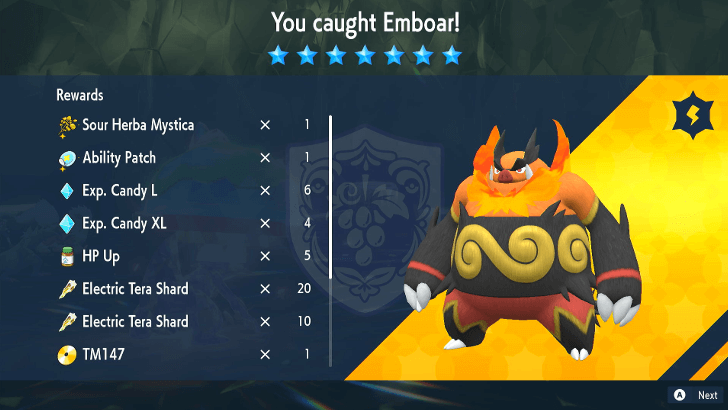 Pokemon SV The Indigo Disk DLC - Emboar Raid Rewards.png