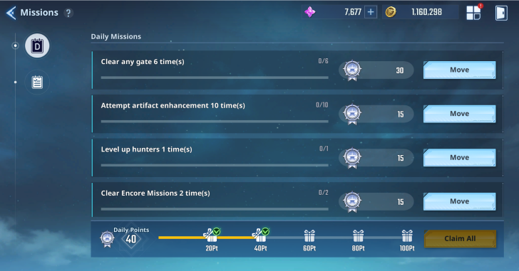 Solo Leveling Arise Missions Page