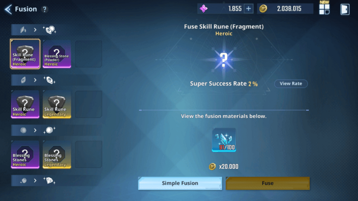 Solo Leveling Arise -  Fusion Menu