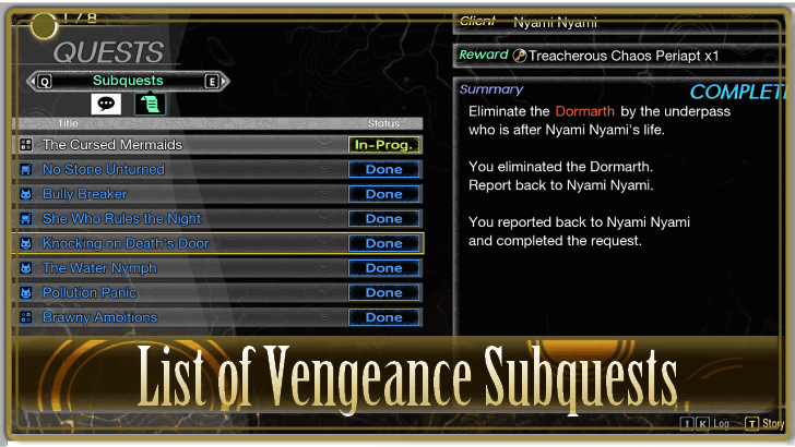 SMT V - List of Vengeance Subquests