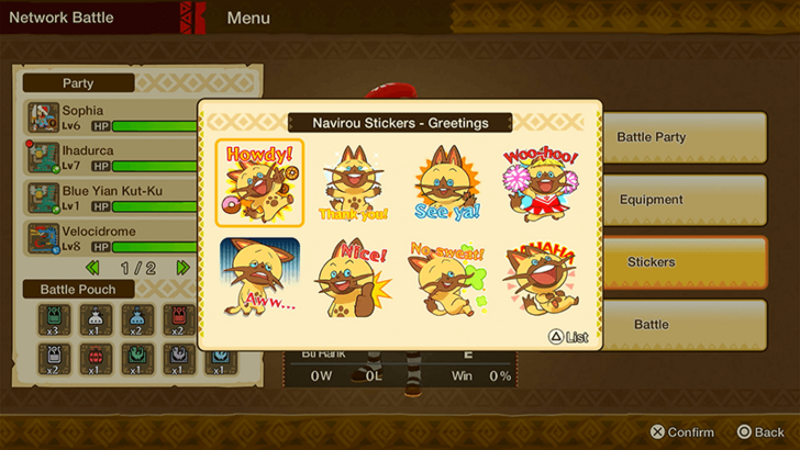 Monster Hunter Stories Multplayer Network Battle Stickers