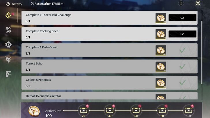 Wuthering Waves - Daily Activities Completed