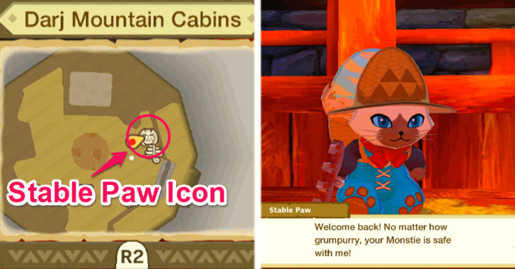 Monster Hunter Stories - Stable Paw Location on Map
