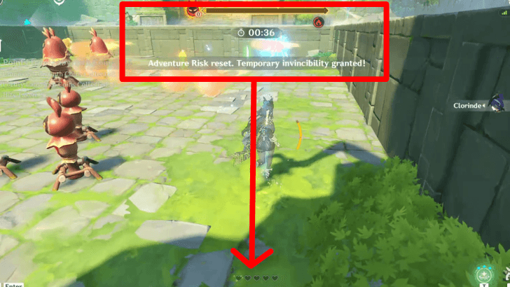 Genshin - Reflective Writing - Lose all HP and reset Risk Level