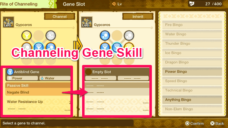 Monster Hunter Stories - Checking the Stats of Gene