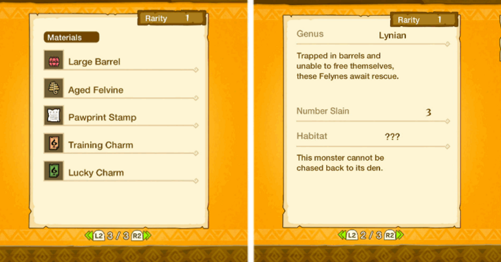 Monster Hunter Stories - Barrel Felyne Information