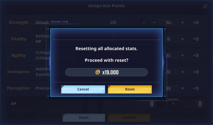 Solo Leveling Arise - Reset Stats