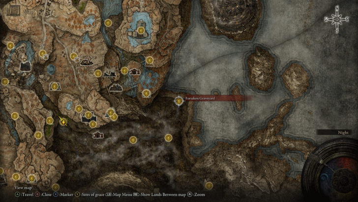 Elden Ring - Forsaken Graveyard Map Location