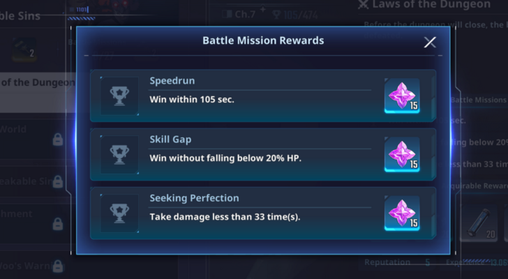 Solo Leveling Arise - Battle Mission Rewards