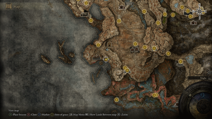 Elden Ring - Prospect Town Larval Tear Map View