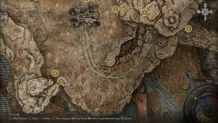 Elden Ring - Gravesite Plain Larval Tear Map View
