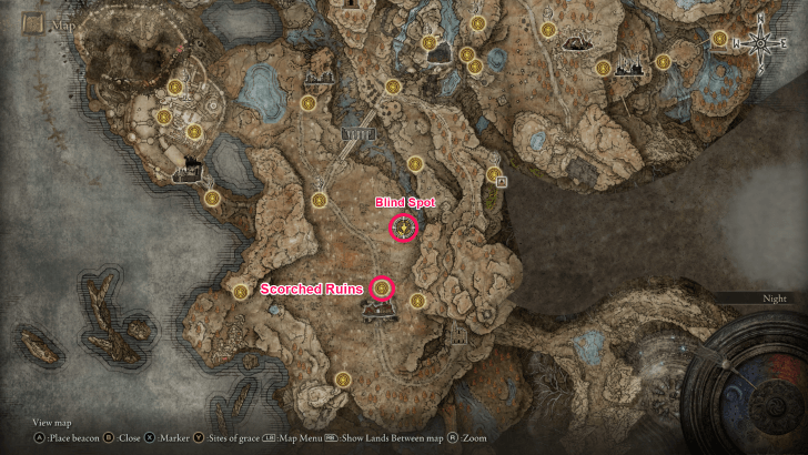 Elden Ring - Blind Spot Ash of War Map Location