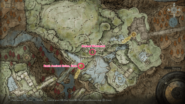 Elden Ring - Dryleaf Whirlwind Map Location