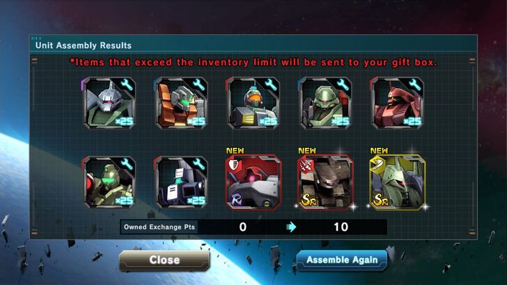 Mobile Suits from Gacha banner - Gundam UCE