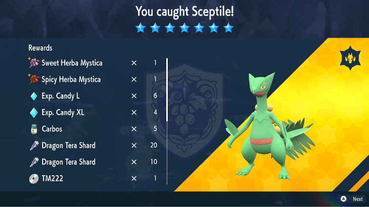 Pokemon SV The Indigo Disk DLC - Sceptile Raid Rewards.png