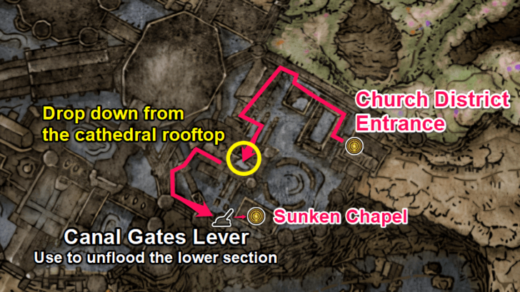 Elden Ring - Sunken Chapel Map Location