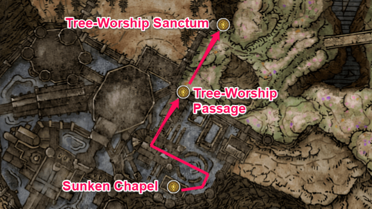 Elden Ring - Tree-Worship Sanctum Map Location