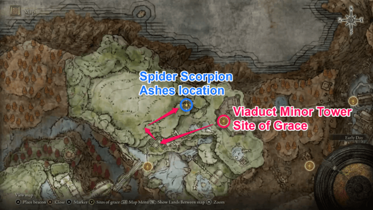 Elden Ring - Spider Scorpion Ashes Map Location