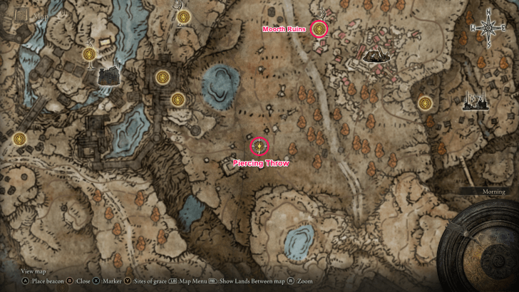 Elden Ring - Piercing Throw Ash of War Map Location
