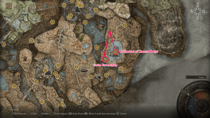 Elden Ring - Carian Sovereignty Ash of War Map Location
