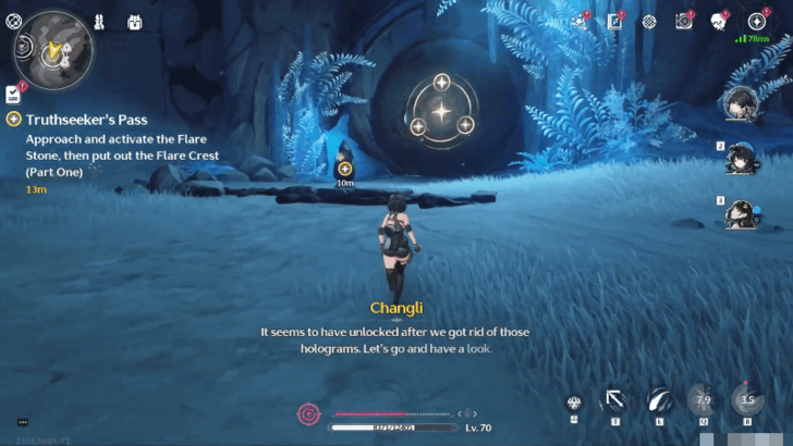 Wuthering Waves - Approach and activate the Flare Stone, then put out the Flare Chest (Part One)