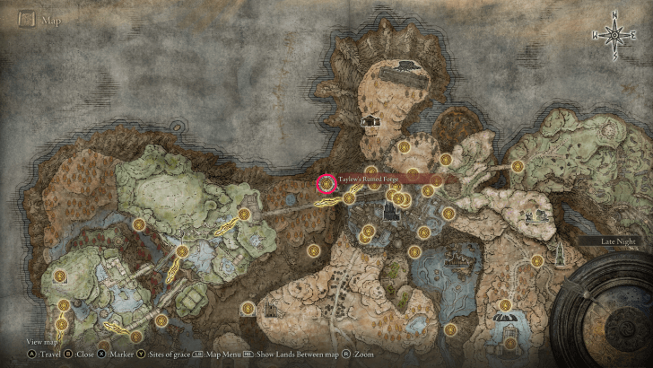 Elden Ring - Taylew the Golem Smith Map View