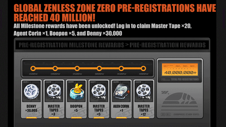 Zenless Zone Zero Pre-Registration Milestones