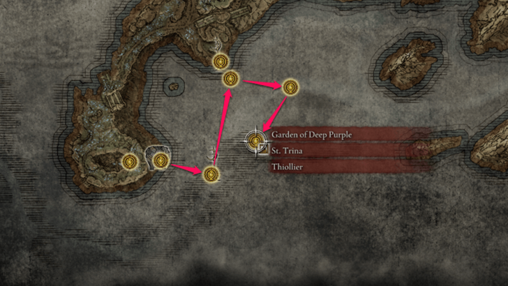 Elden Ring - Garden of Deep Purple Map Location